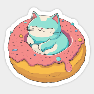 Cute cat in donut Sticker